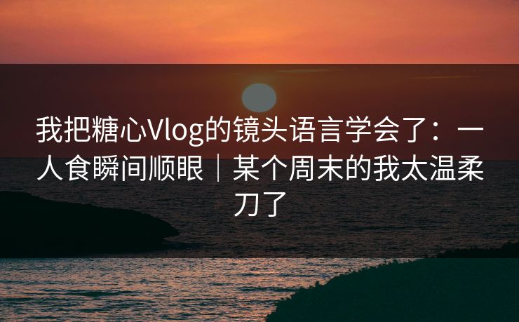 我把糖心Vlog的镜头语言学会了：一人食瞬间顺眼｜某个周末的我太温柔刀了