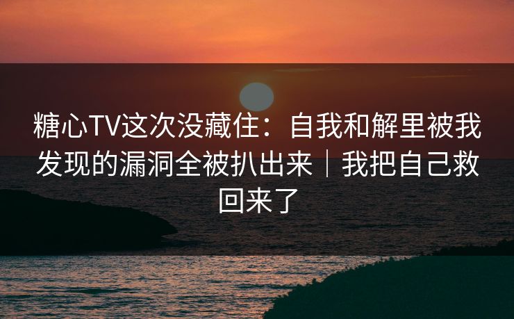 糖心TV这次没藏住:自我和解里被我发现的漏洞全被扒出来|我把自己救回来了 糖心TV这次没藏住:自我和解里被我发现的漏洞全被扒出来|我把自己救回来了