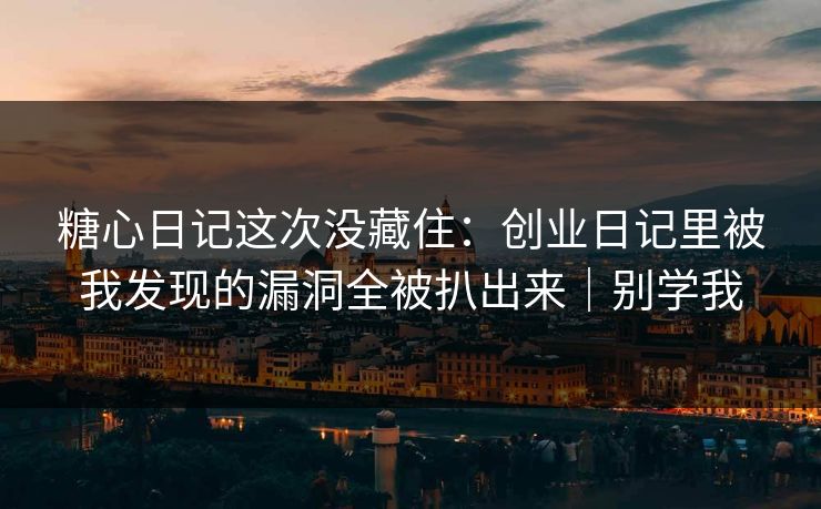 糖心日记这次没藏住：创业日记里被我发现的漏洞全被扒出来｜别学我