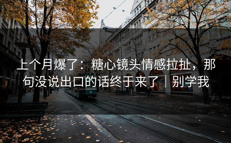 上个月爆了：糖心镜头情感拉扯，那句没说出口的话终于来了｜别学我