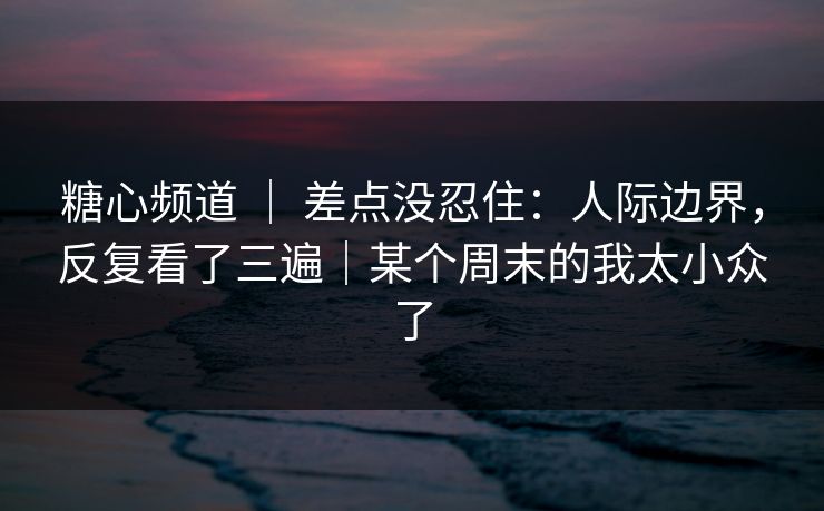 糖心频道 ｜ 差点没忍住：人际边界，反复看了三遍｜某个周末的我太小众了