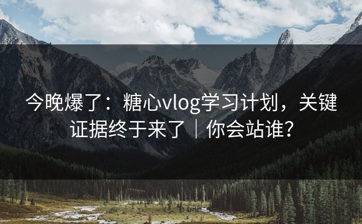 今晚爆了：糖心vlog学习计划，关键证据终于来了｜你会站谁？