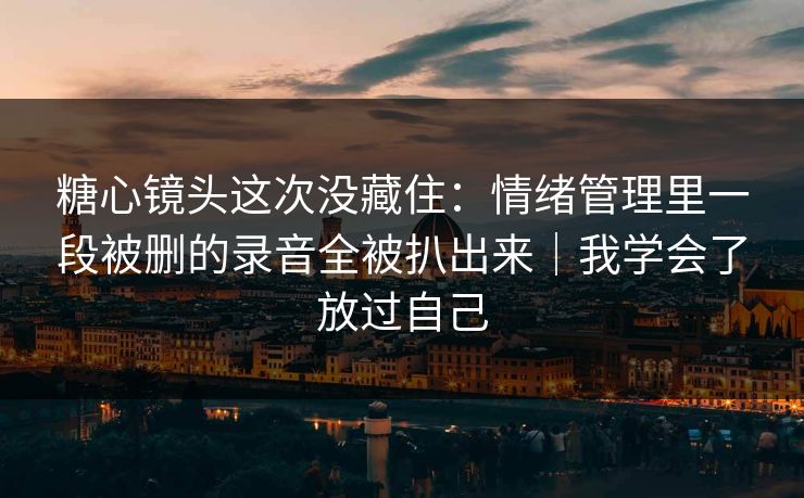 糖心镜头这次没藏住：情绪管理里一段被删的录音全被扒出来｜我学会了放过自己