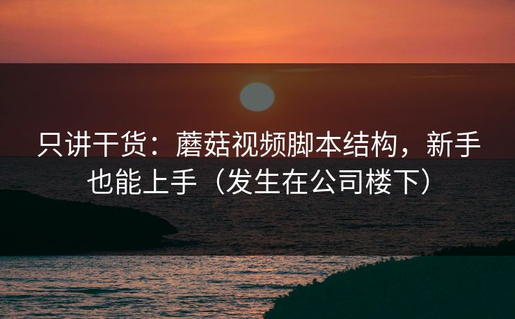 只讲干货：蘑菇视频脚本结构，新手也能上手（发生在公司楼下）