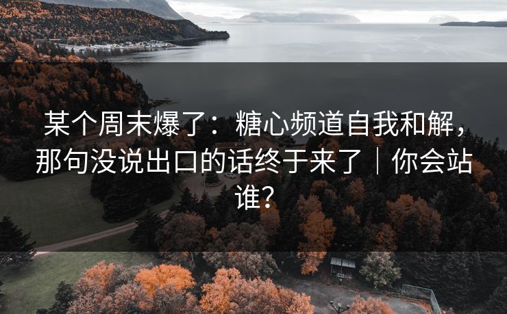 某个周末爆了：糖心频道自我和解，那句没说出口的话终于来了｜你会站谁？