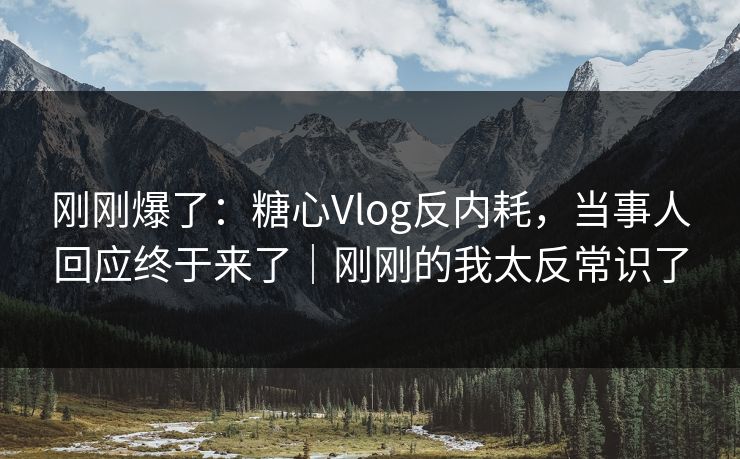 刚刚爆了：糖心Vlog反内耗，当事人回应终于来了｜刚刚的我太反常识了