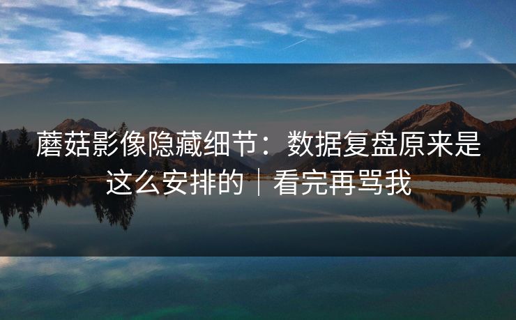 蘑菇影像隐藏细节：数据复盘原来是这么安排的｜看完再骂我