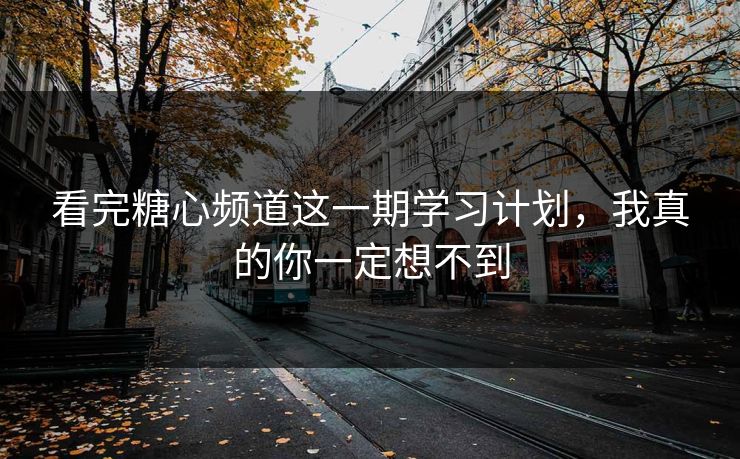 看完糖心频道这一期学习计划，我真的你一定想不到