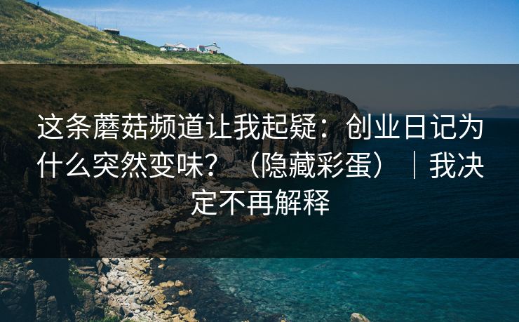 这条蘑菇频道让我起疑：创业日记为什么突然变味？（隐藏彩蛋）｜我决定不再解释